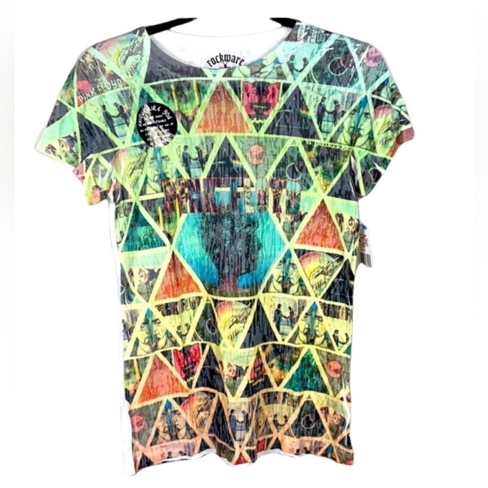 Pink Floyd Rockware Burn Out Graphic Print Image-Imposed T-Shirt. Size L.